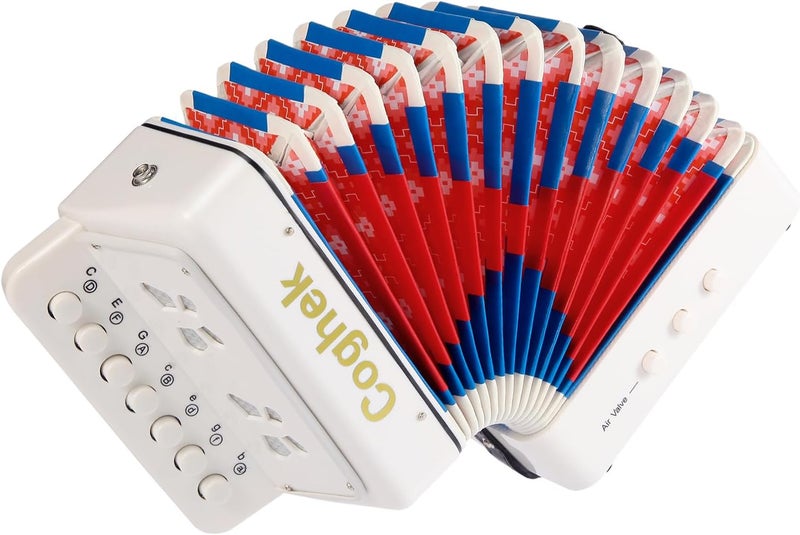 Coghek 10-Key Kids Accordion White Mini Button Accordion Toy Durable Musical Instrument for Beginners - Image 1